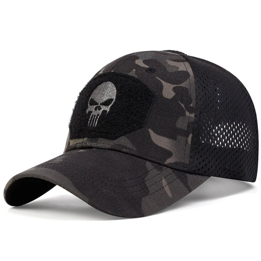 Reaper Camo Mesh Tactical Cap in Grey Camo - side view