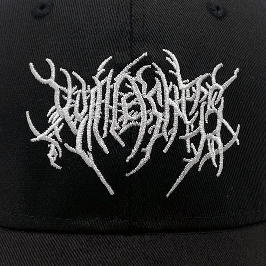 Blackletter Gothic Embroidered Cap in Forest Green - side view