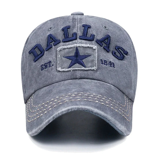Dallas Lone Star Washed Cap in Grey - side view
