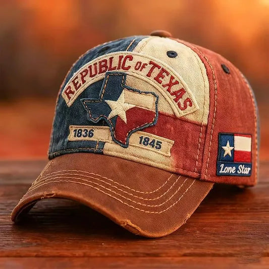 Republic of Texas Vintage Cap in Rust Denim - side view