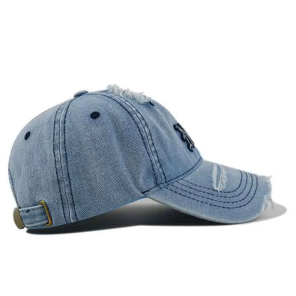 New York Distressed Denim Cap - detail view 1
