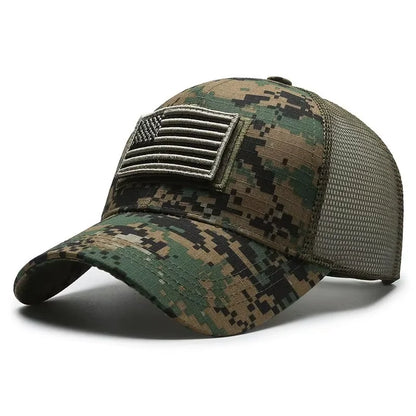 Patriot Velcro Patch Tactical Cap in Woodland Camo - side view