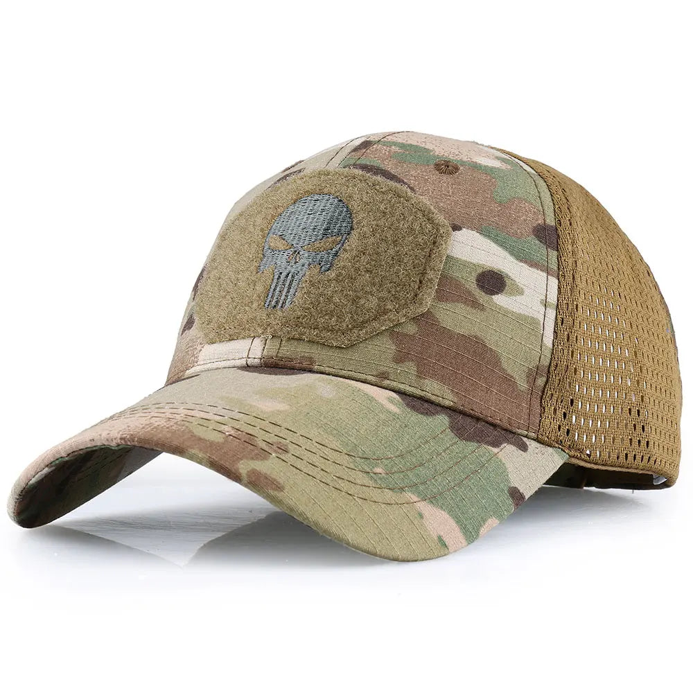 Sentinel Skull Camo Cap in Woodland Camo - side view