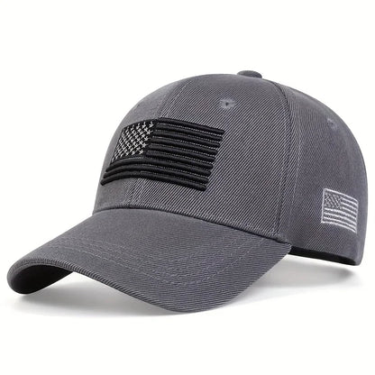 Old Glory Embroidered Mesh Cap in Grey - side view