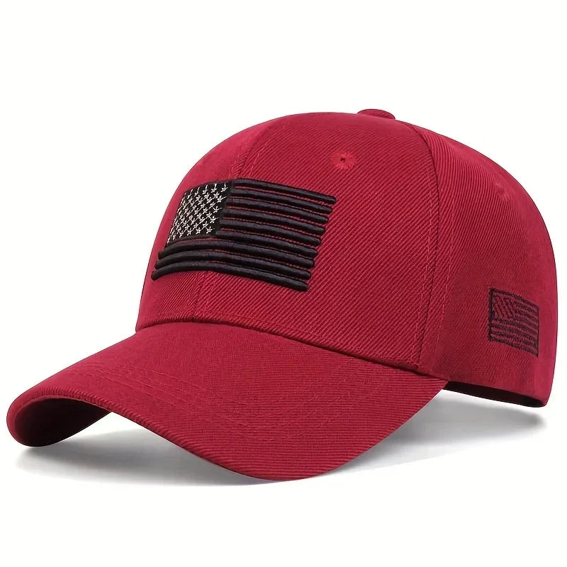 Old Glory Embroidered Mesh Cap in Red - side view