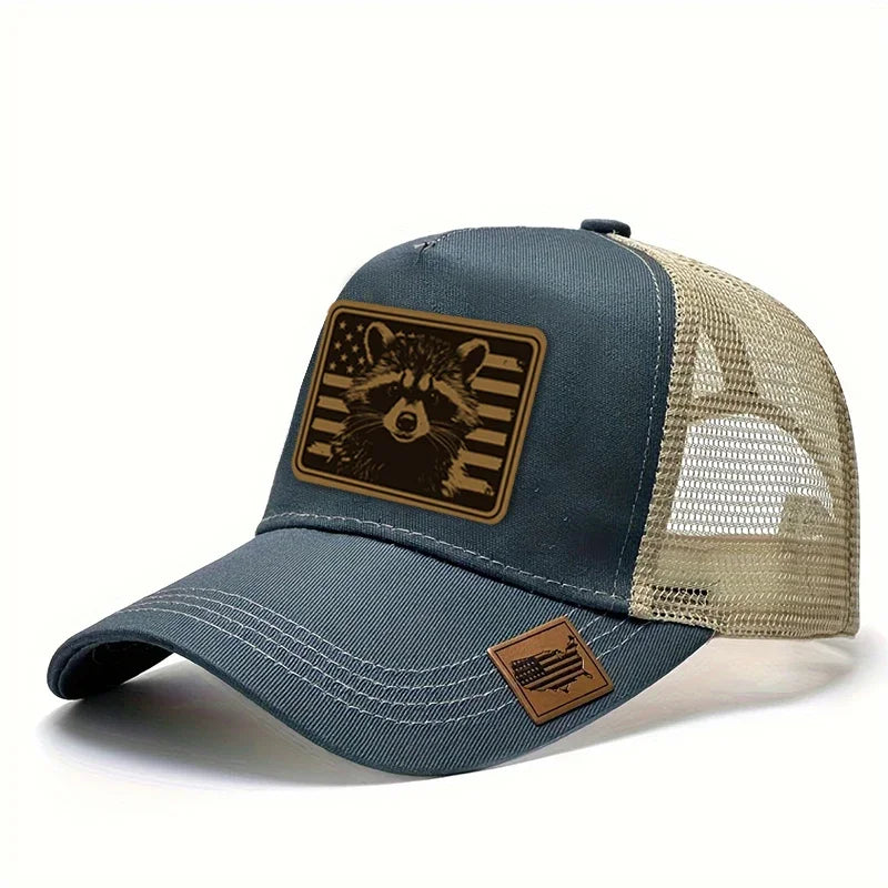 Heritage Eagle Leather Patch Cap in Navy - side view
