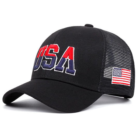 Liberty Mesh Trucker Cap in Black - side view