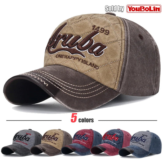 Aruba Two-Tone Washed Cap in Khaki & Brown - front view