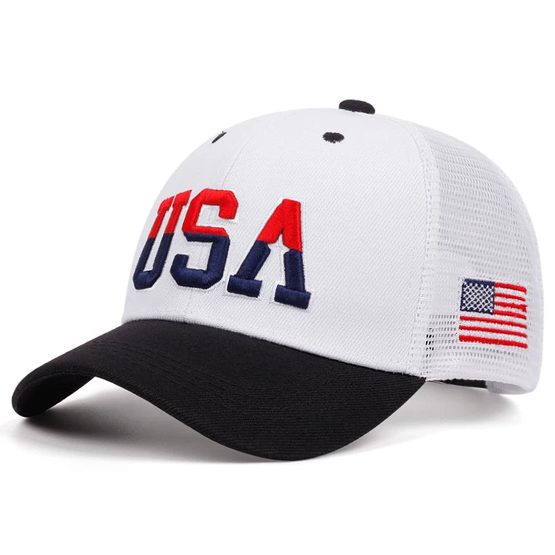 Liberty Mesh Trucker Cap in White & Black - side view