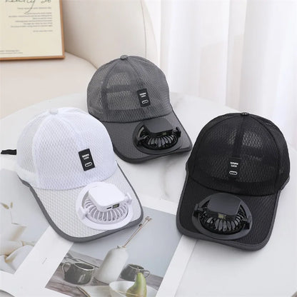 Solar Breeze Fan Cooling Cap in White - front view