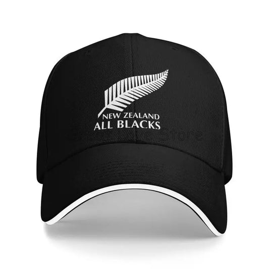 Silver Fern Sandwich Brim Cap in Black - front view
