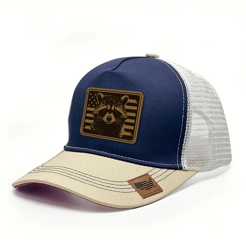 Heritage Eagle Leather Patch Cap in Cream & Burgundy - side view