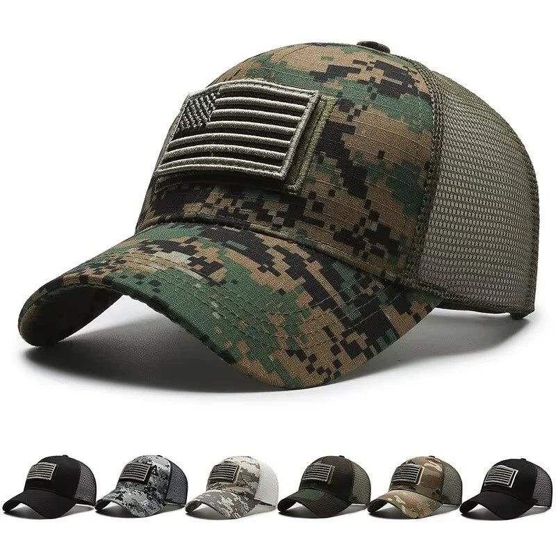 Patriot Velcro Patch Tactical Cap in Green Camo - front view