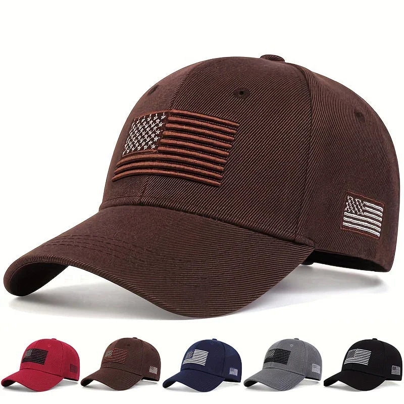 Old Glory Embroidered Mesh Cap in Brown - front view