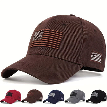 Old Glory Embroidered Mesh Cap in Brown - front view