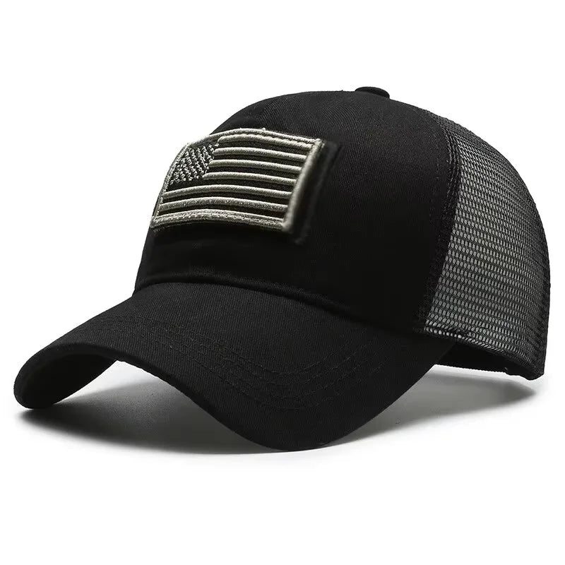 Patriot Velcro Patch Tactical Cap in Black - side view