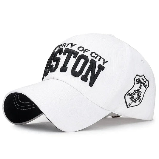 Boston Heritage Embroidered Cap in White - side view