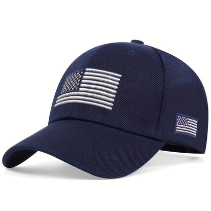 Old Glory Embroidered Mesh Cap in Navy - side view