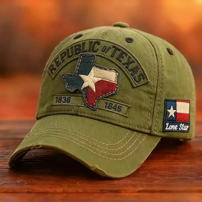 Republic of Texas Vintage Cap in Olive - side view
