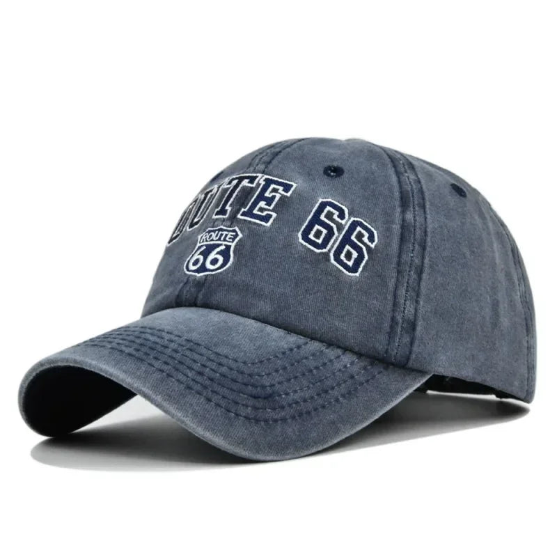 Route 66 Sun-Faded Cotton Cap in Charcoal - side view